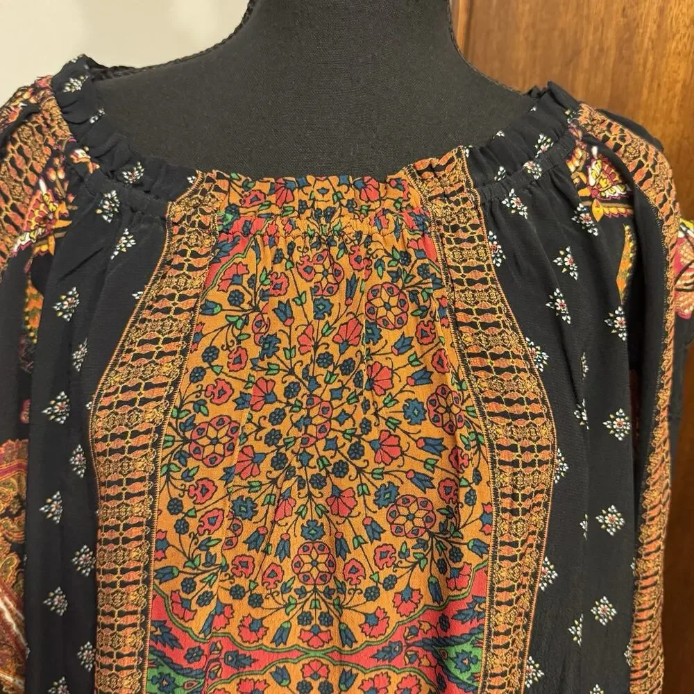 Desigual Blouse XL Womens Top Artsy Art To Wear Boho Festival Floral Paisley - Picture 2 of 11